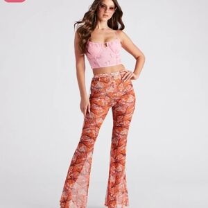 Windsor Orange Flare Pants Retro Boot Cut